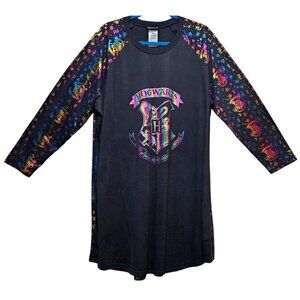 Harry Potter Hogwarts Long Sleeve Nightgown XXXL Black